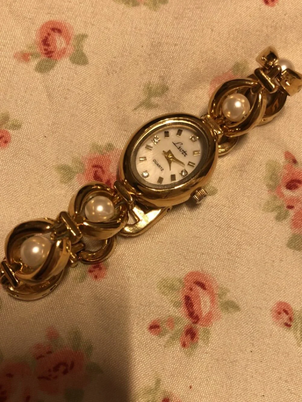 golden pearl feminine balletcore cute dainty watch y2k